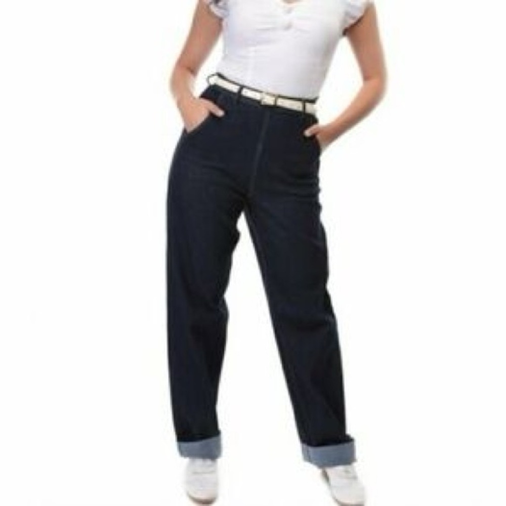 EUC Collectif Bright and Beautiful Vintage Denim Pants Trousers - UK 12